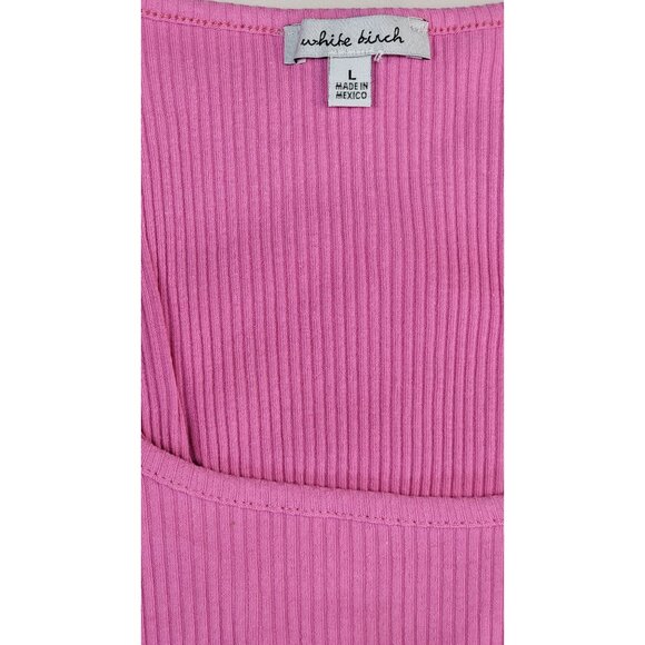 White Birch Shirt Pink Ribbed Soft Short Sleeve Open Back Womens Large New in Ba - Picture 3 of 7